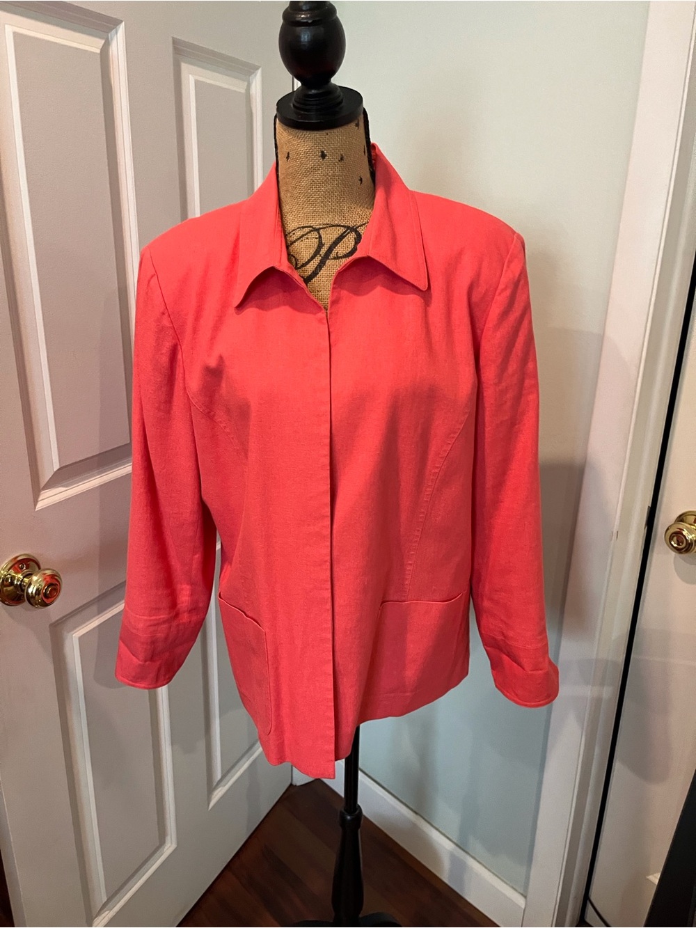 Coldwater Creek Coral-Red Linen Blend Jacket